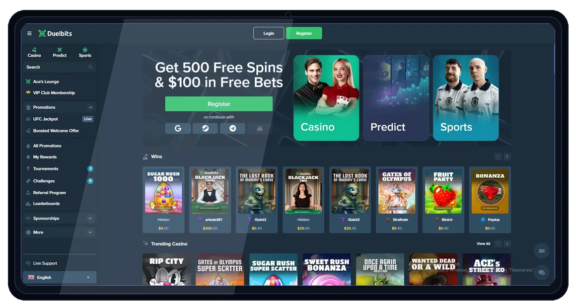 Duelbits desktop interface