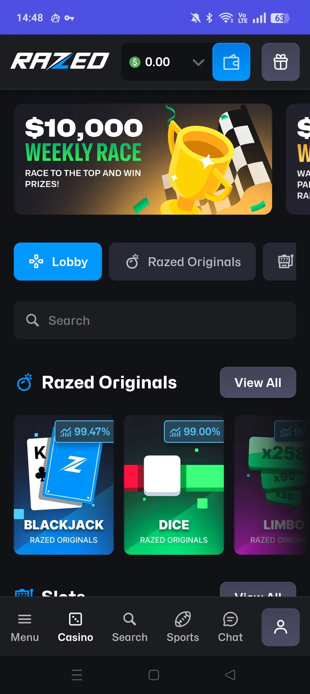 Razed mobile interface